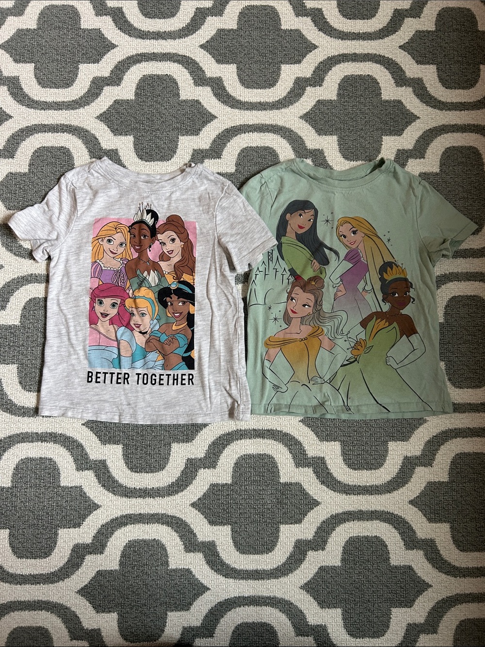 Disney Girls' Princess Tee Set in Gray and Mint